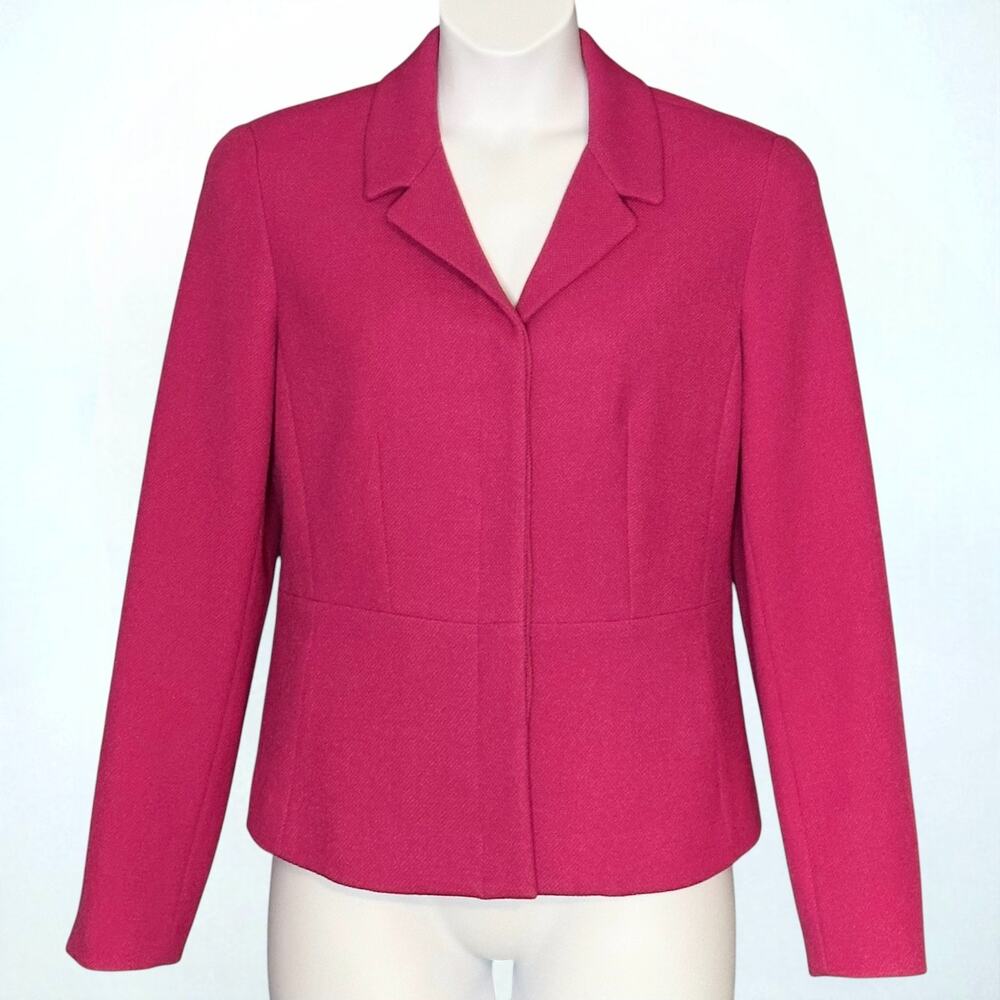 Coldwater Creek Blazer Jacket Sz M 10-12 Berry Pink Textured Lined Button Career